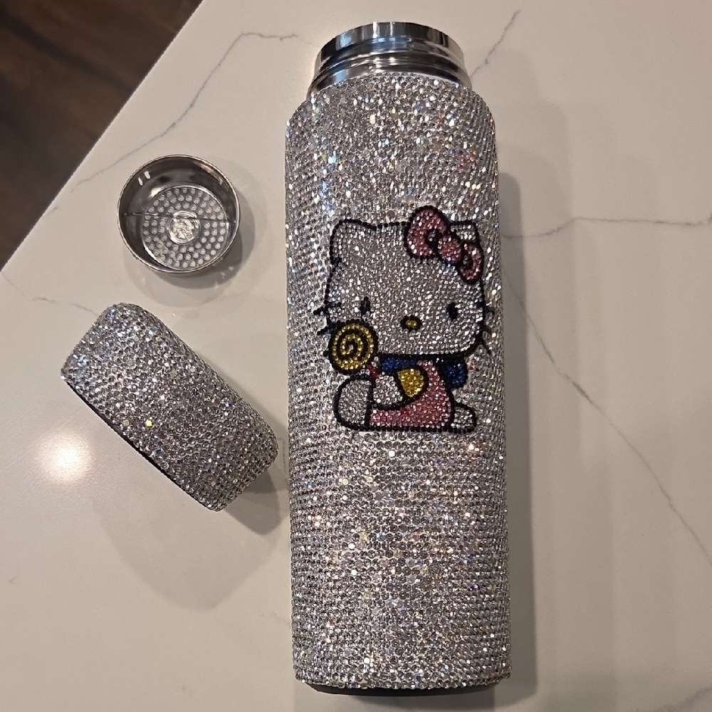 Hello Kitty Silver Rhinestone Water Bottle (new) - Picture 7 of 8